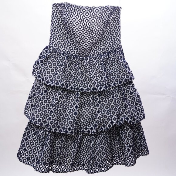 White House Black Market Women’s Size 2 Strapless Dress Navy White - Picture 1 of 2